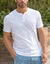 T-shirt uni col tunisien (blanc)