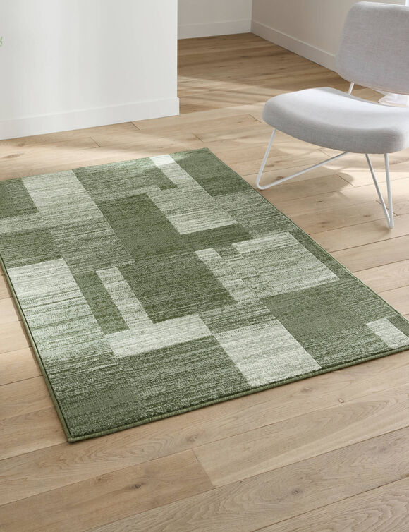 Tapis d&eacute;coratif motif patchwork (vert)