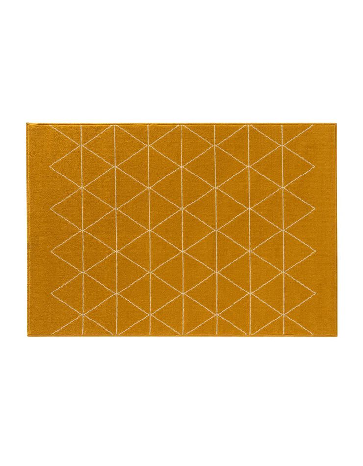 Tapis rectangulaire motif géométrique jaune (moutarde)