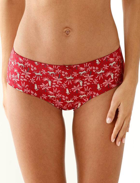Shorty coton stretch imprim&eacute; "panth&egrave;re" - lot de 4 (rouge)