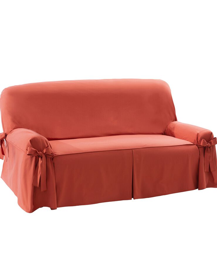 Housse bachette coton uni nouettes fauteuil canapés (terracotta)