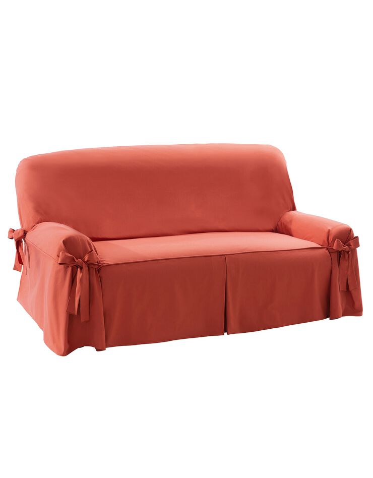 Housse bachette coton uni nouettes fauteuil canapés (terracotta)
