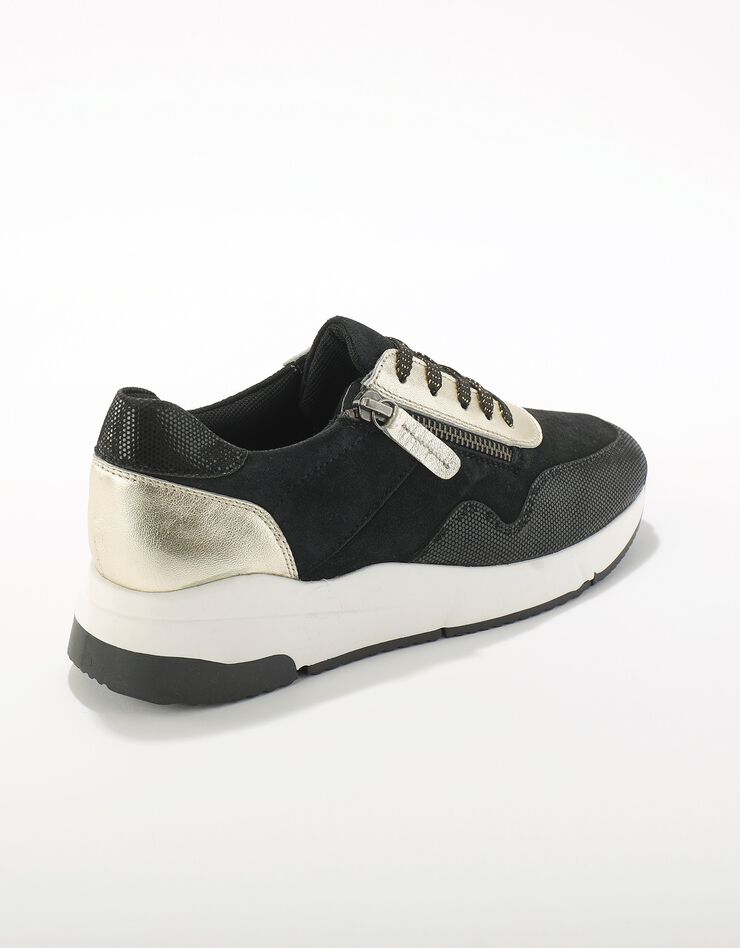 Sneakers à lacets zippées en cuir  (noir)