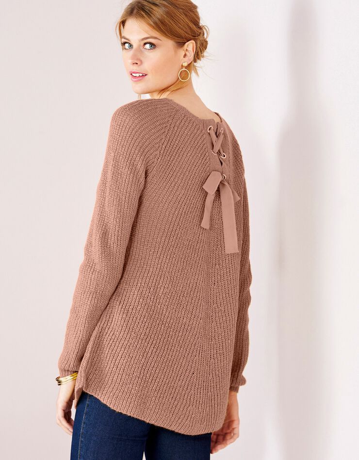 Pull dos lacé toucher mohair (noisette) Pull dos lacé toucher mohair (noisette)