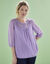 Blouse macramé unie, voile plumetis (parme)