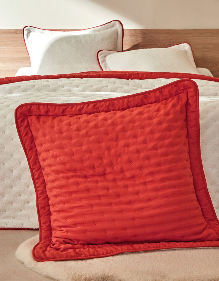 Couvre-lit réversible microfibre matelassée/sherpa (terracotta)