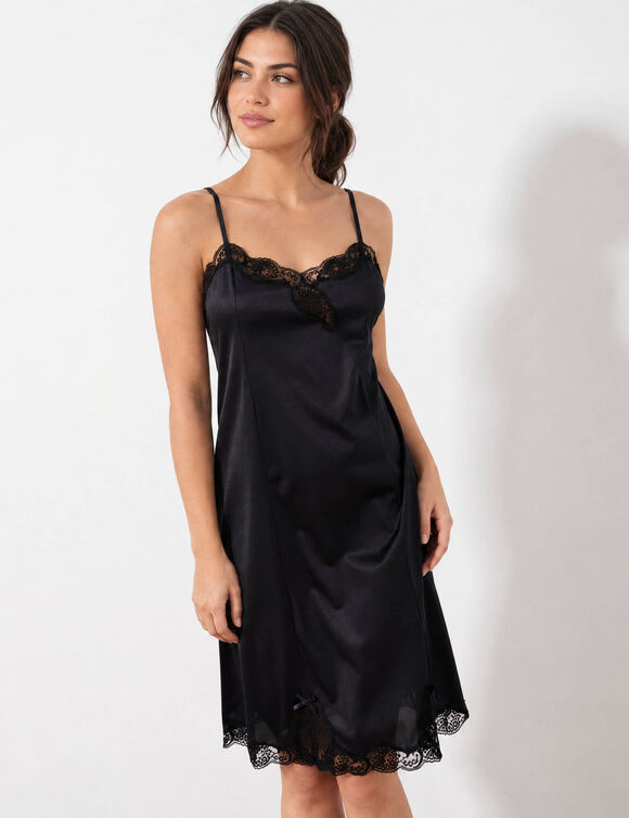 Fond de robe en satin antistatique  (noir)