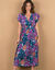 Robe volantée cache-coeur imprimée, crépon (bleu / rose)