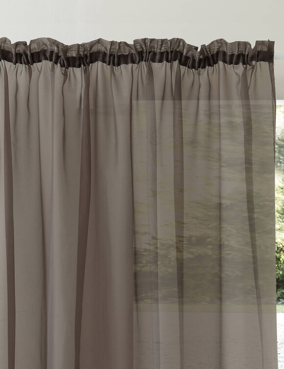 Panneau voile uni finition galon fronceur (gris)