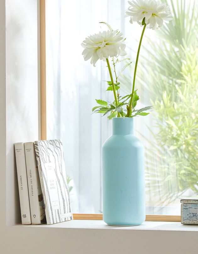 Vase en céramique forme bouteille - hauteur 24 cm (bleu)
