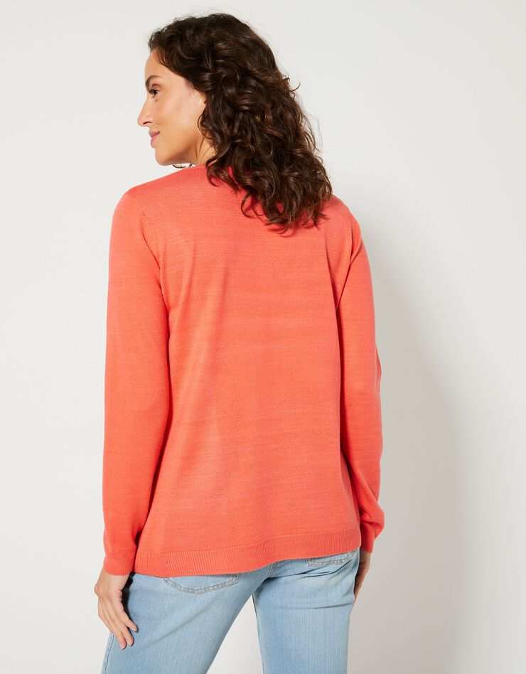 Pull col V toucher cachemire (corail) Pull col V toucher cachemire (corail)