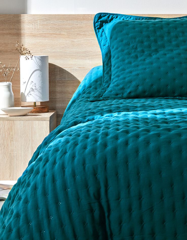 Couvre-lit matelassé - microfibre (bleu paon)