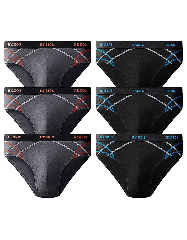 Slip fermé taille confort - lot de 6 (noir + gris) Slip fermé taille confort - lot de 6 (noir + gris)