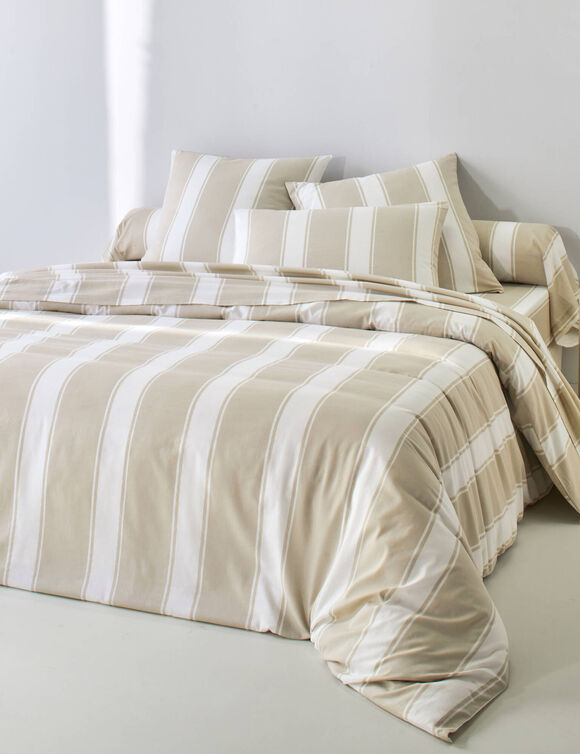 Linge de lit Transat en coton imprim&eacute; (beige)