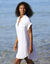 Robe de plage unie, crépon (blanc)