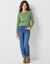 T-shirt col tunisien manches longues (vert mousse)