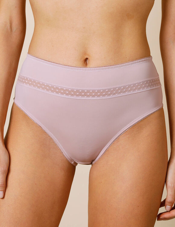 Culotte haute microfibre et tulle plumetis effet seconde peau Paia - lot de 2 (rose grisé)