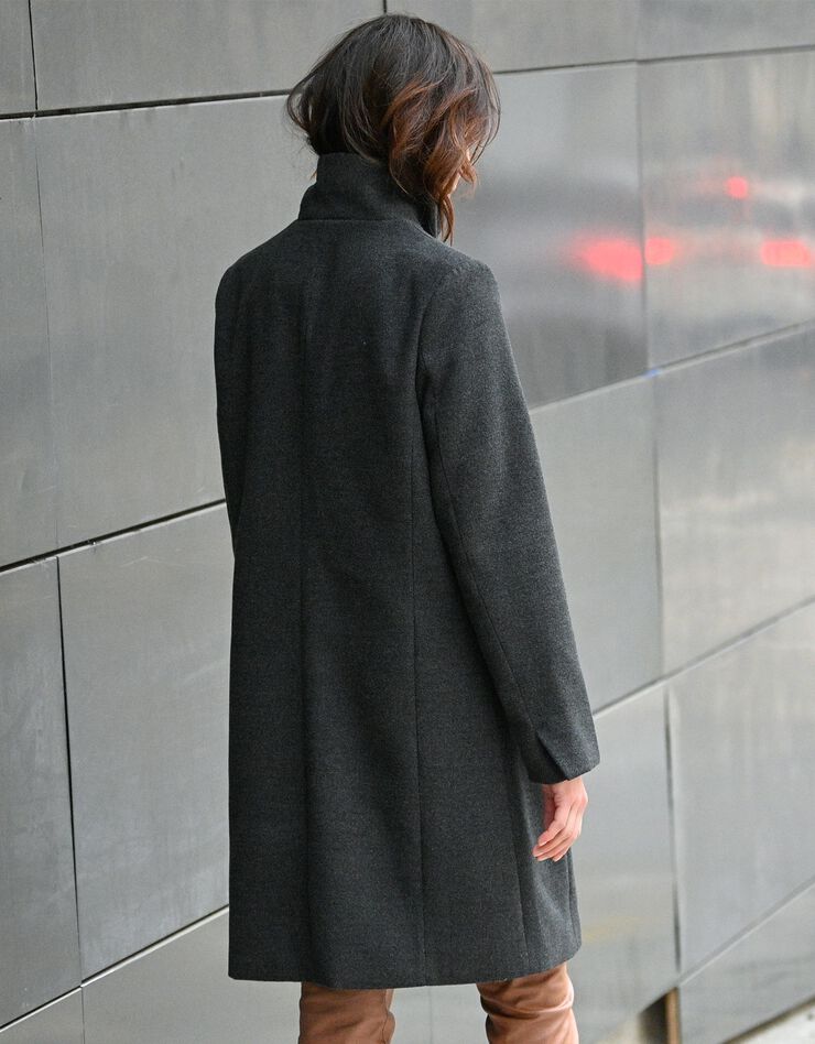 Manteau zippé drap de laine (anthracite chiné)