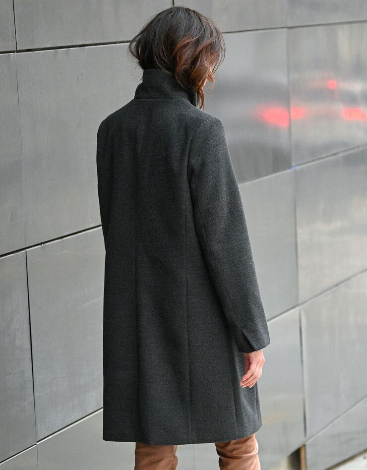 Manteau zippé drap de laine (anthracite chiné) Manteau zippé drap de laine (anthracite chiné)