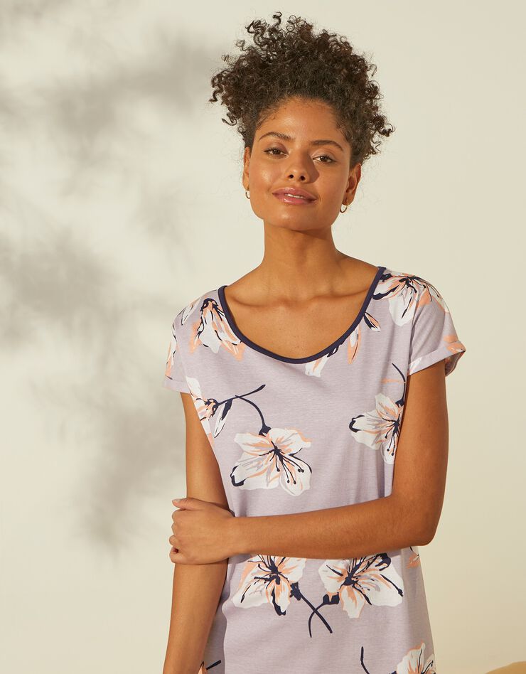 Chemise de nuit longue manches courtes – Lot de 2 (marine + parme) Chemise de nuit longue manches courtes – Lot de 2 (marine + parme)