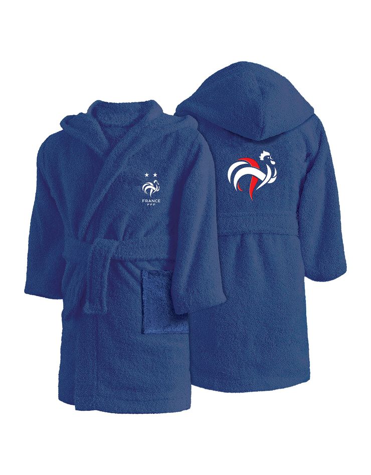 Peignoir de bain enfant FFF® col capuche (bleu) Peignoir de bain enfant FFF® col capuche (bleu)