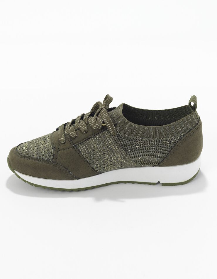 Baskets compensées à enfiler en maille irisée - kaki (kaki) Baskets compensées à enfiler en maille irisée - kaki (kaki)