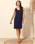 Robe sans manches unie, maille stretch (marine)