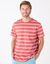T-shirt ray&eacute; col rond manches courtes - coton biologique(**) (corail / &eacute;cru)