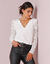 Blouse d&eacute;collet&eacute; festonn&eacute; dos, manches dentelle (&eacute;cru)