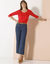 T-shirt manches 3/4 uni, coton (coquelicot)