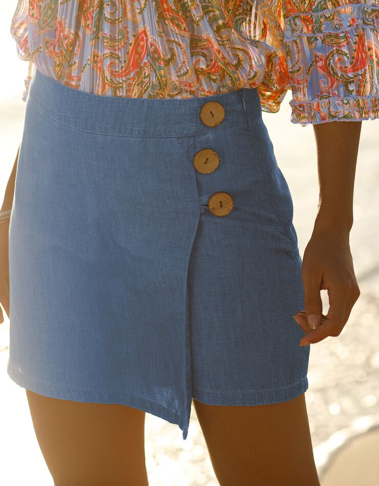 Short jupette denim léger boutonné (bleached) Short jupette denim léger boutonné (bleached)