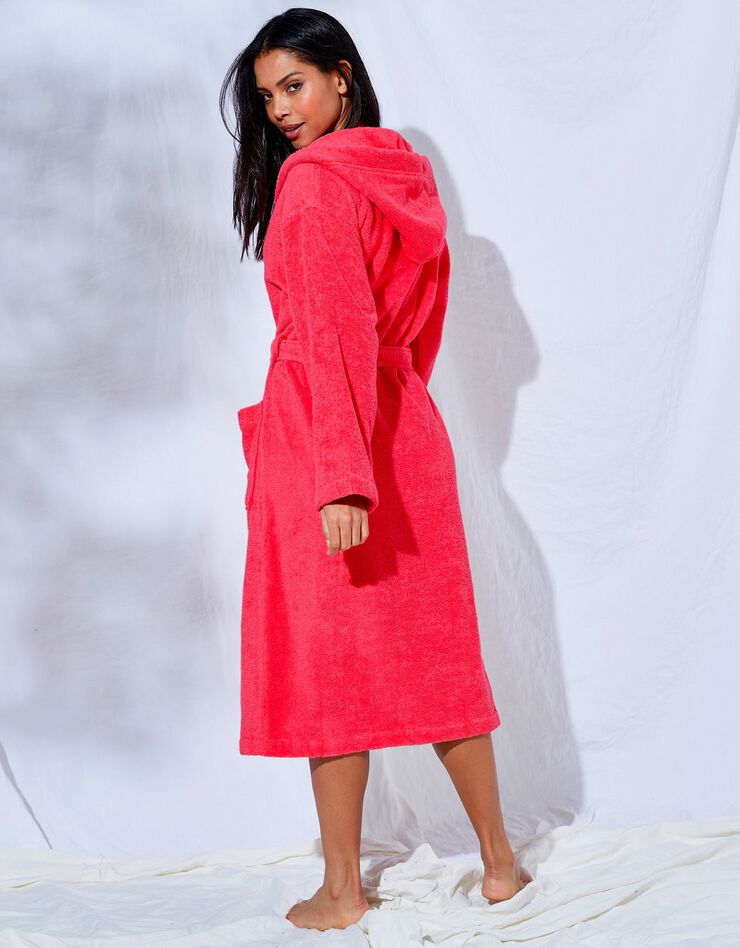 Peignoir mixte adulte col capuche éponge bouclette (corail) Peignoir mixte adulte col capuche éponge bouclette (corail)