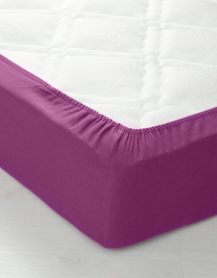 Linge de lit uni flanelle  (prune)