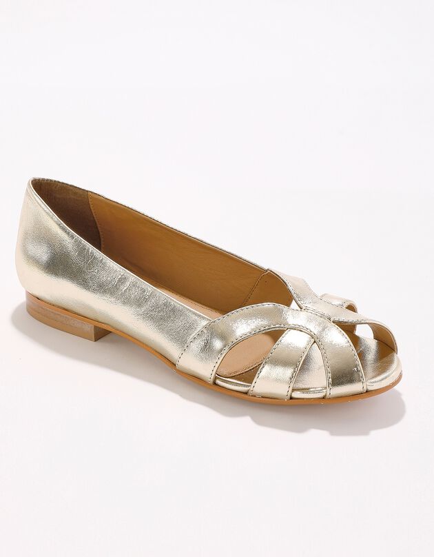 Ballerines à bout ouvert en cuir (doré)