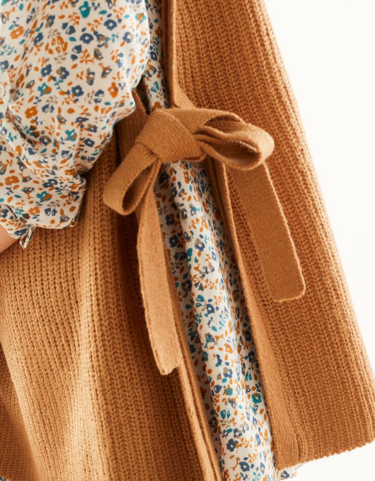 Pull tunique sans manches, maille anglaise toucher mohair (caramel)