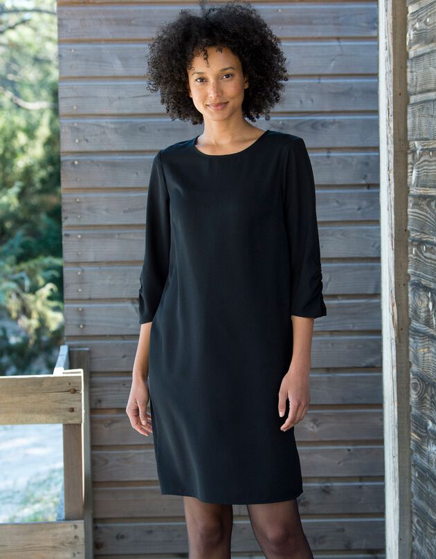 Robe housse unie manches 3/4 (noir)
