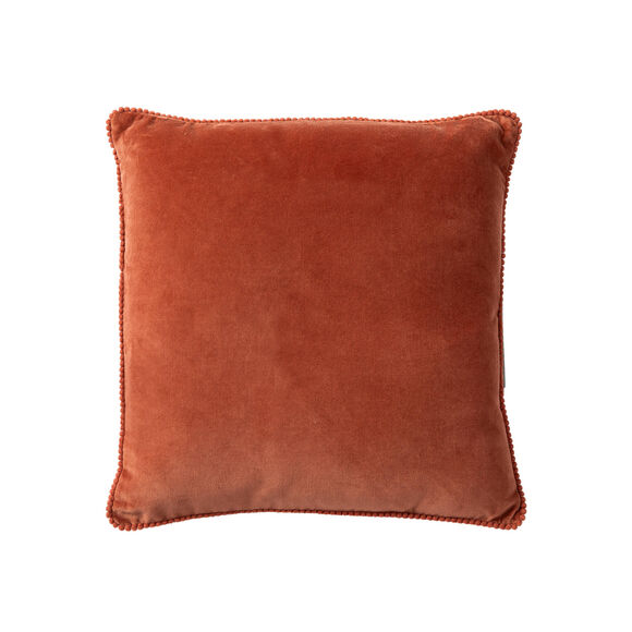 Coussin uni en velours finition fantaisie  (terracotta)