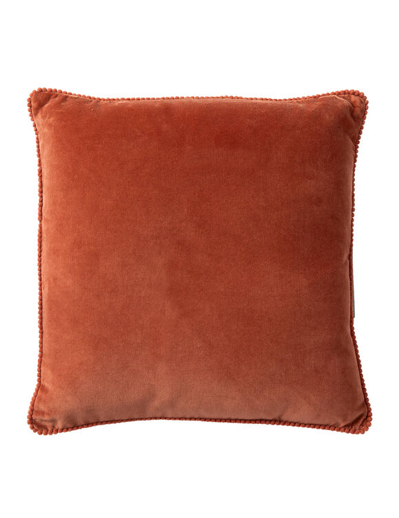 Coussin uni en velours finition fantaisie  (terracotta)