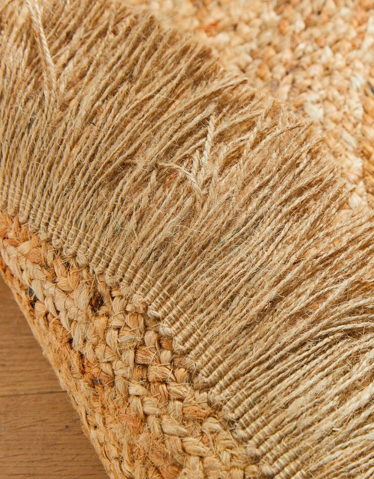 Tapis rond jute naturelle à franges (naturel)