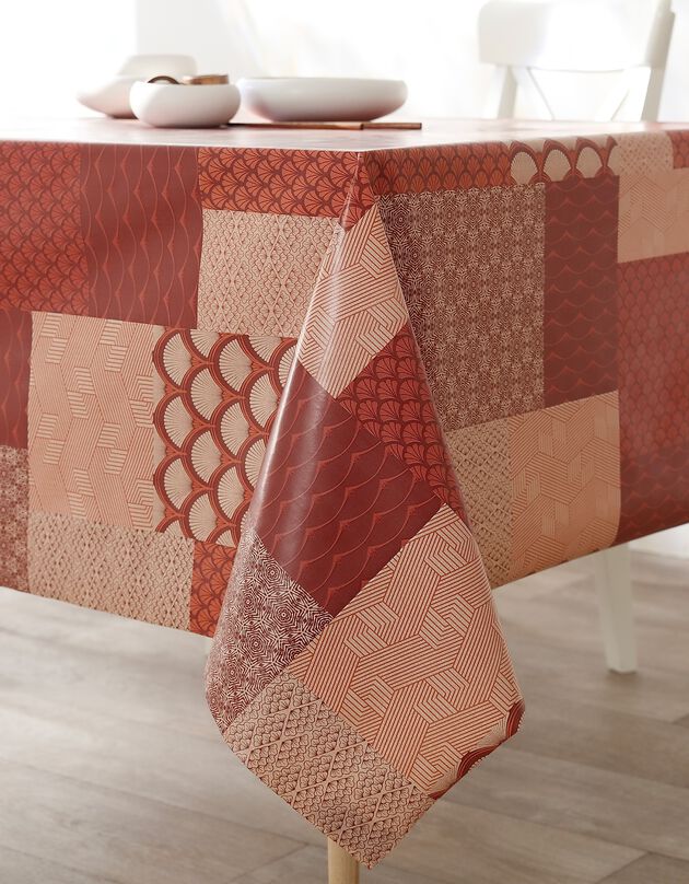 Nappe toile cirée patchwork japonisant (terracotta)