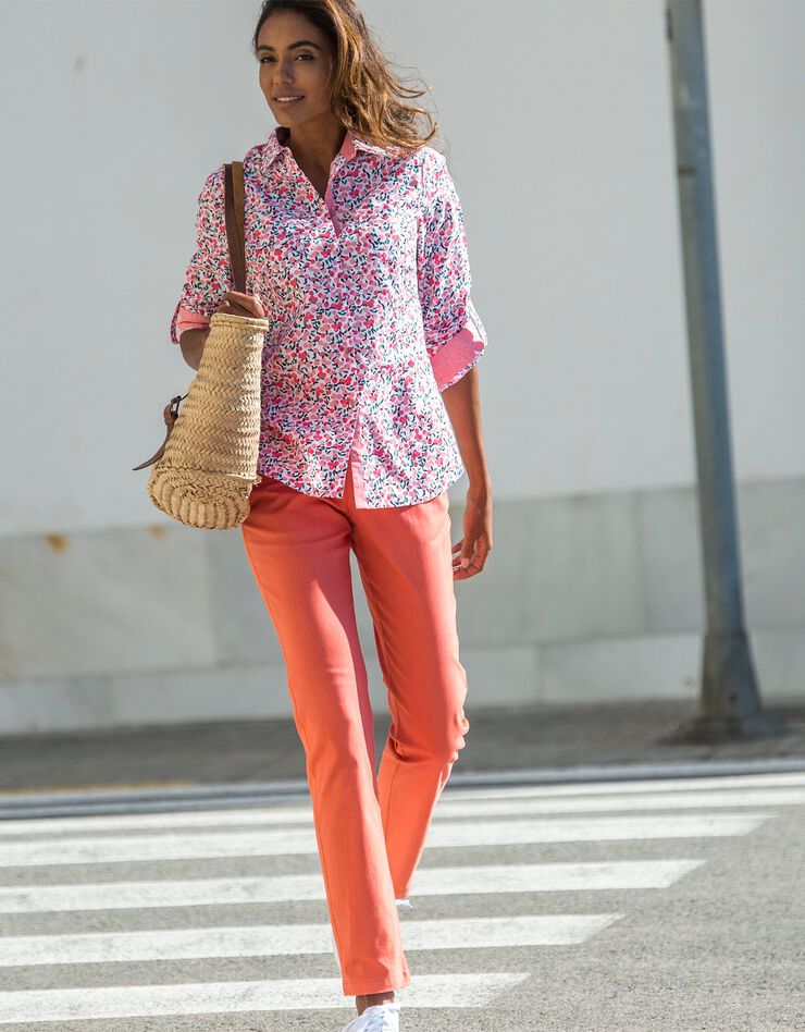 Chemise imprimé fleuri, coton (corail) Chemise imprimé fleuri, coton (corail)