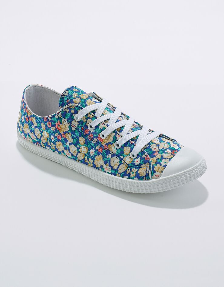 Tennis en toile à lacets imprimé fleuri (bleu) Tennis en toile à lacets imprimé fleuri (bleu)