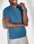 T-shirt uni col tunisien (bleu)