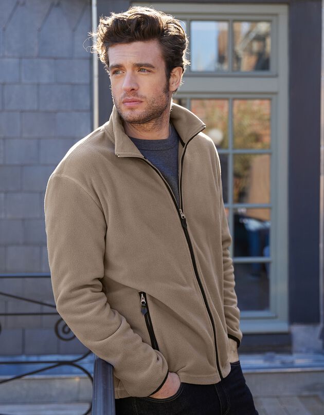 Blouson zippé maille micropolaire (taupe)