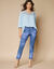 Blouse macramé manches 3/4 (bleu ciel)