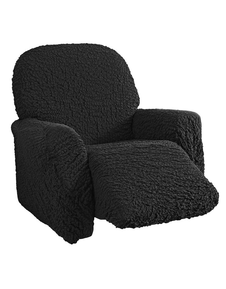 Housse gaufrée bi-extensible spéciale fauteuil relaxation  (anthracite)