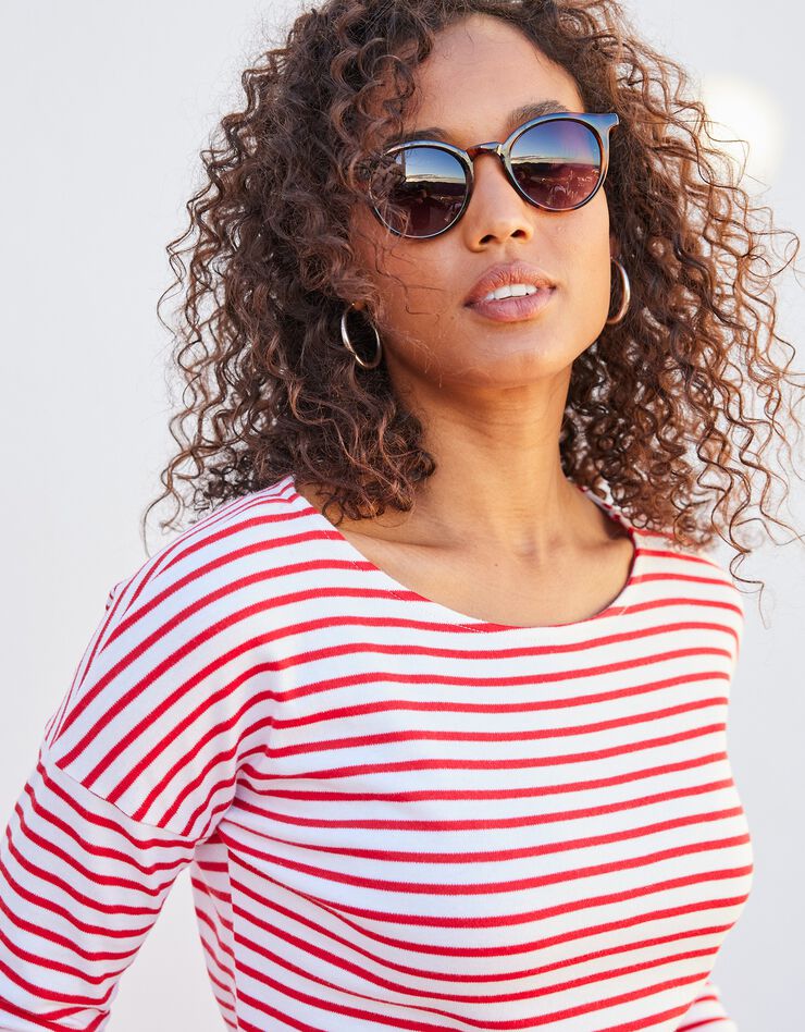 Tee-shirt marinière col bateau (blanc / rouge)