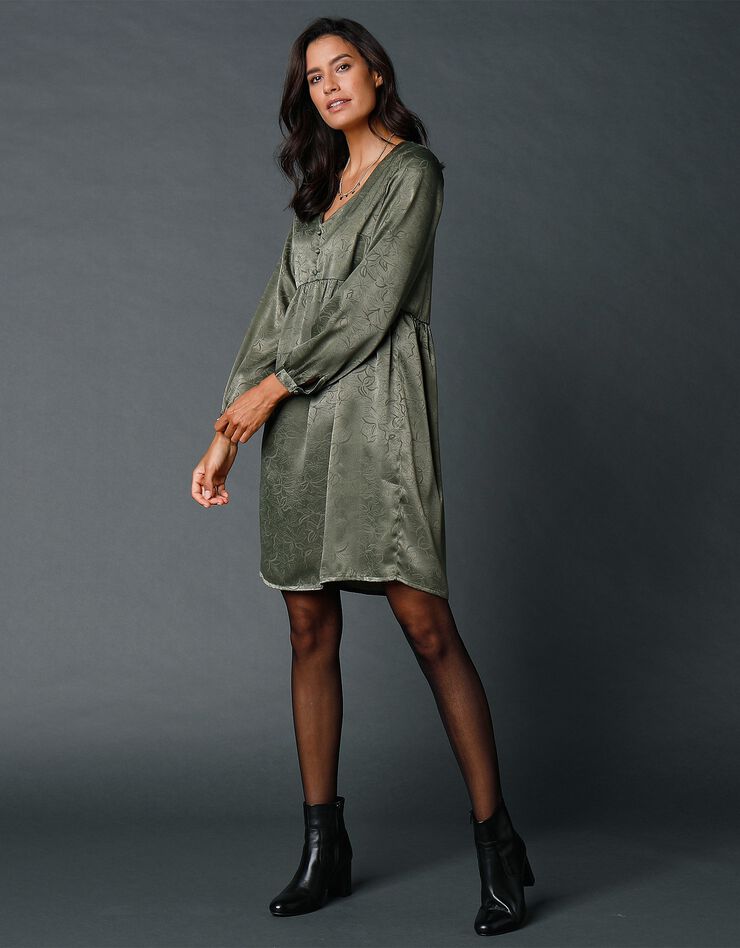 Robe jacquard col V (kaki) Robe jacquard col V (kaki)