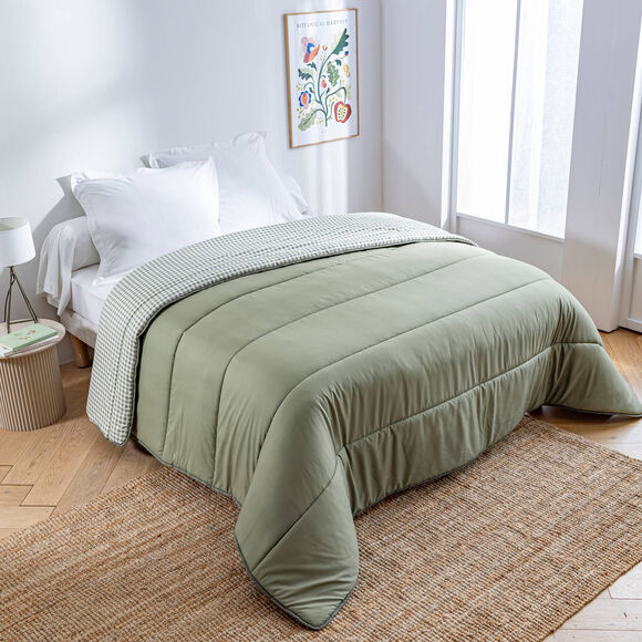 Couette microfibre imprim&eacute; vichy 400 g/m&sup2;  (kaki)
