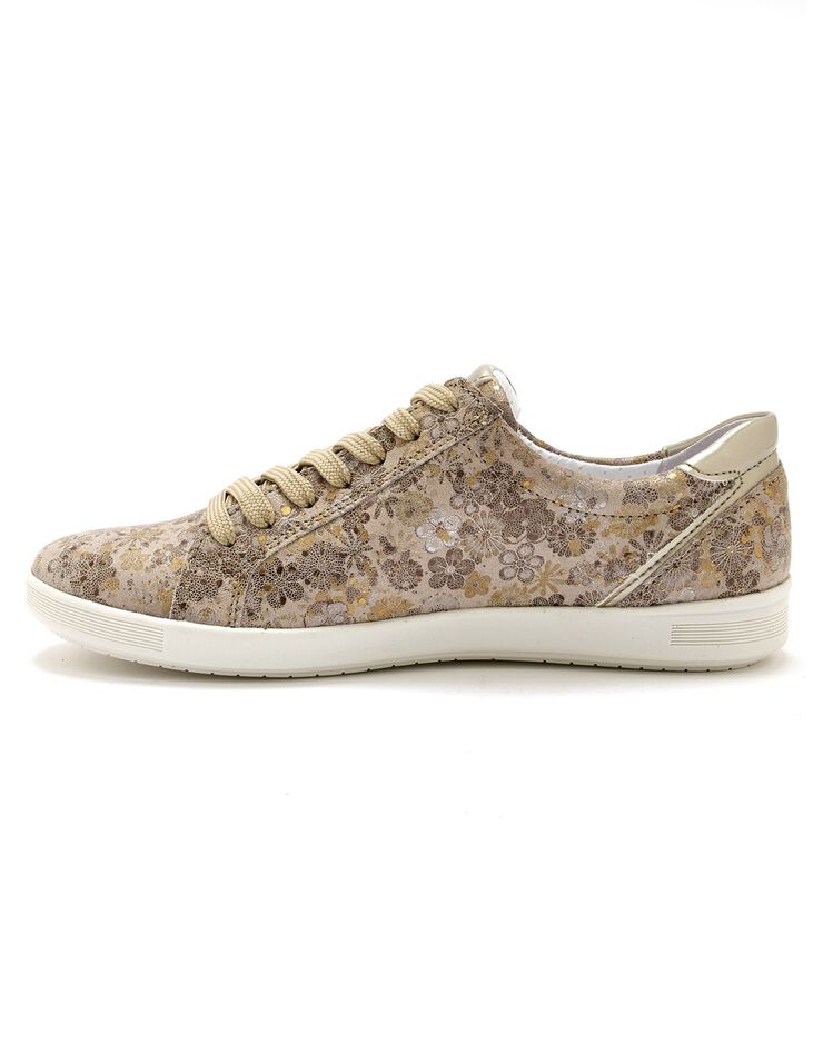 Baskets cuir imprimée beige - grande largeur (beige) Baskets cuir imprimée beige - grande largeur (beige)